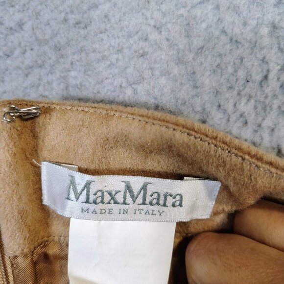 Max Mara Maxi Skirt Women's 8 Beige 100% Camel Leather Modest Minimalist Italy - Picture 9 of 12